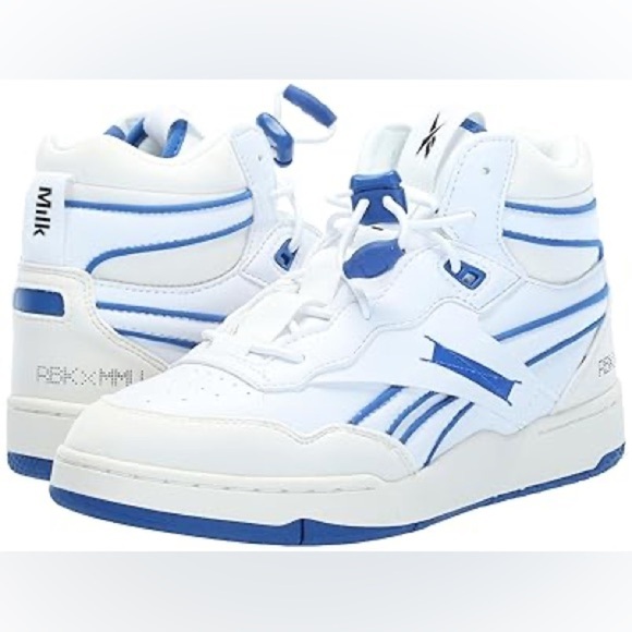 Reebok White and Blue High-Top Sneakers